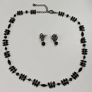 Black beaded necklace and earrings